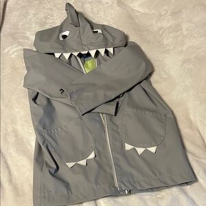 Gray Shark-Themed Kids Raincoat